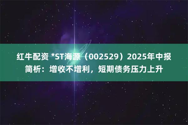 红牛配资 *ST海源（002529）2025年中报简析：增收不增利，短期债务压力上升
