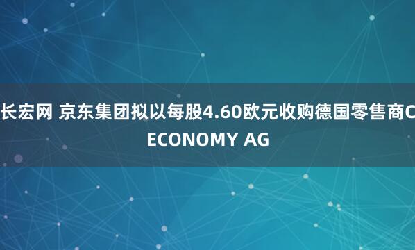 长宏网 京东集团拟以每股4.60欧元收购德国零售商CECONOMY AG